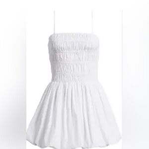 Open Edit White Cotton Bubble Hem Mini Dress Large